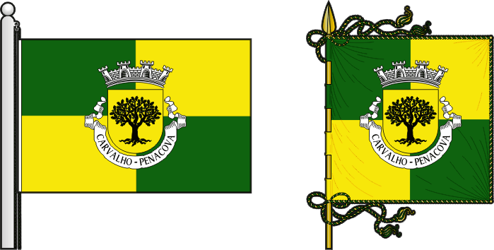 Bandeira e estandarte da freguesia de Carvalho - Carvalho civil parish, flag and banner Bandeira e estandarte da freguesia de Carvalho - Carvalho civil parish, flag and banner