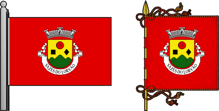 Bandeira e estandarte da freguesia de Sazes do Lorvão - Sazes do Lorvão civil parish, flag and banner