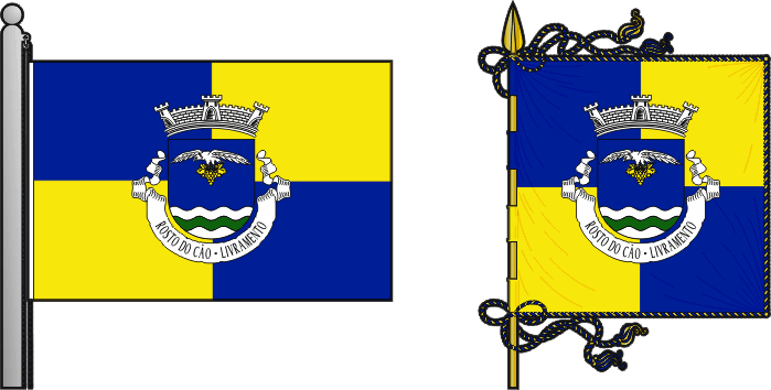 Bandeira e estandarte da freguesia de Rosto do Cão (Livramento) - Rosto do Cão (Livramento) civil parish, flag and banner Bandeira e estandarte da freguesia de Rosto do Cão (Livramento) - Rosto do Cão (Livramento) civil parish, flag and banner