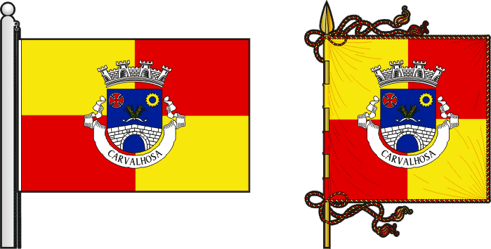 Bandeira e estandarte da freguesia de Carvalhosa - Carvalhosa civil parish, flag and banner Bandeira e estandarte da freguesia de Carvalhosa - Carvalhosa civil parish, flag and banner