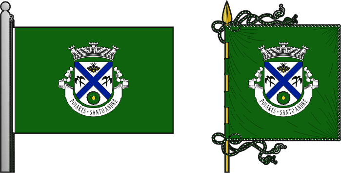 Bandeira e estandarte da freguesia de Poiares (Santo André) - Poiares (Santo André) civil parish, flag and banner