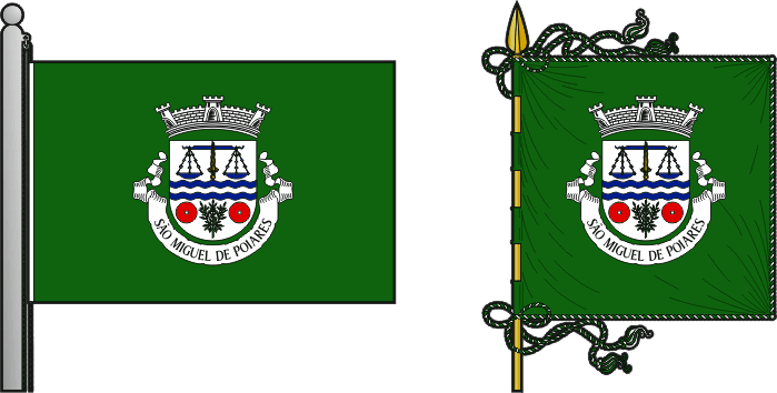 Bandeira e estandarte da freguesia de São Miguel de Poiares - São Miguel de Poiares civil parish, flag and banner