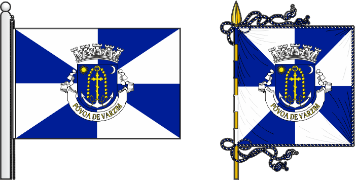 Bandeira e estandarte do Município de Póvoa de Varzim - Póvoa de Varzim municipal flag and banner Bandeira e estandarte do Município de Póvoa de Varzim - Póvoa de Varzim municipal flag and banner