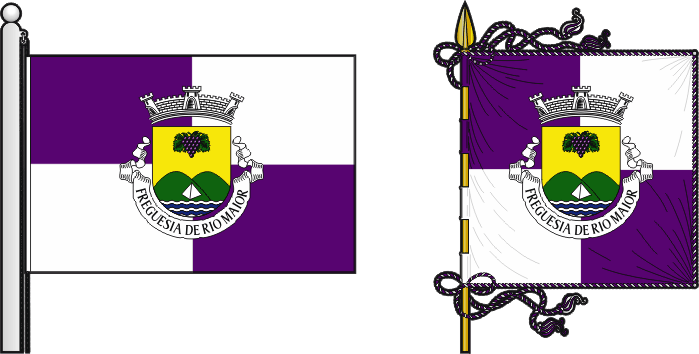 Bandeira e estandarte da freguesia de Rio Maior - Rio Maior civil parish, flag and banner