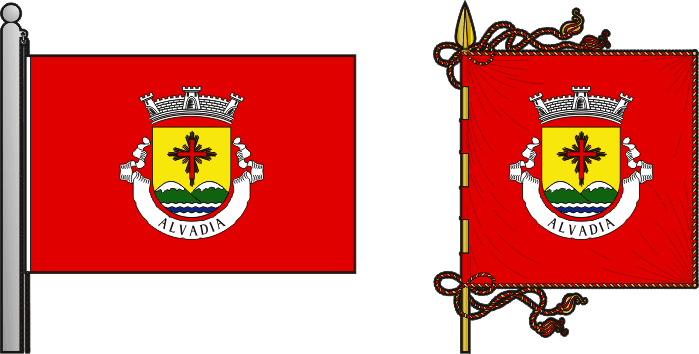 Bandeira e estandarte da freguesia de Alvadia - Alvadia civil parish, flag and banner