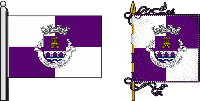 Bandeira e estandarte da União das freguesias de Aldeia da Ribeira, Vilar Maior e Badamalos - Aldeia da Ribeira, Vilar Maior and Badamalos civil parishes union flag and banner Bandeira e estandarte da União das freguesias de Aldeia da Ribeira, Vilar Maior e Badamalos - Aldeia da Ribeira, Vilar Maior and Badamalos civil parishes union flag and banner