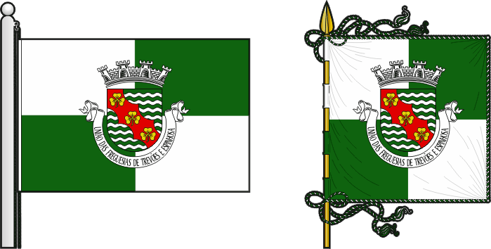 Bandeira e estandarte da União das freguesias de Trevões e Espinhosa - Trevões and Espinhosa civil parishes union flag and banner