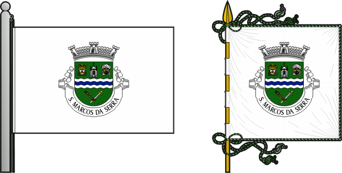 Bandeira e estandarte da freguesia de São Marcos da Serra -  São Marcos da Serra civil parish, flag and banner
