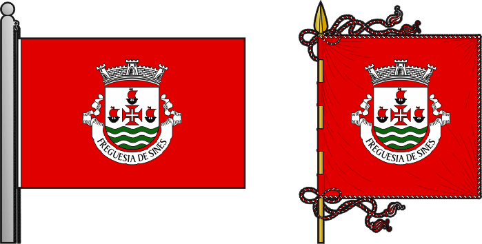 Bandeira e estandarte da freguesia de Sines - Sines civil parish, flag and banner