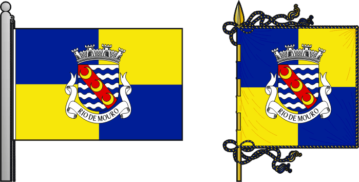 Bandeira e estandarte da freguesia de Rio de Mouro - Rio de Mouro civil parish, flag and banner Bandeira e estandarte da freguesia de Rio de Mouro - Rio de Mouro civil parish, flag and banner