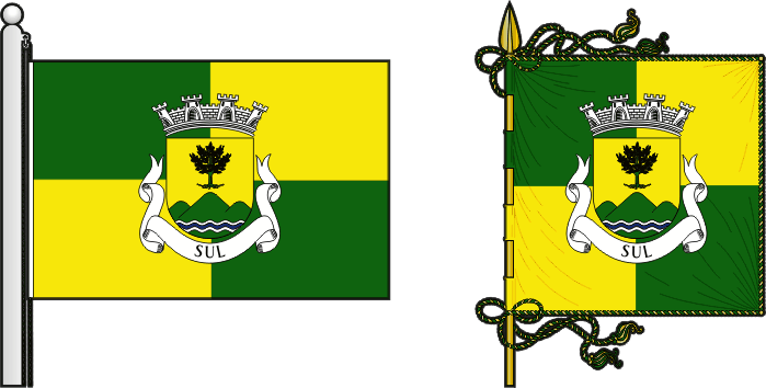 Bandeira e estandarte da freguesia de Sul - Sul civil parish, flag and banner