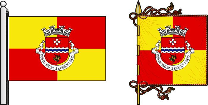 Bandeira e estandarte da União das freguesias de Sernancelhe e Sarzeda - Sernancelhe and Sarzeda civil parishes union flag and banner
