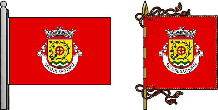 Bandeira e estandarte da freguesia de Arco de São Jorge - Arco de São Jorge civil parish, flag and banner Bandeira e estandarte da freguesia de Arco de São Jorge - Arco de São Jorge civil parish, flag and banner