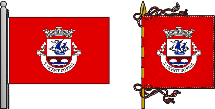 Bandeira e estandarte da antiga freguesia de São Vicente do Paul - São Vicente do Paul former civil parish, flag and banner Bandeira e estandarte da antiga freguesia de São Vicente do Paul - São Vicente do Paul former civil parish, flag and banner