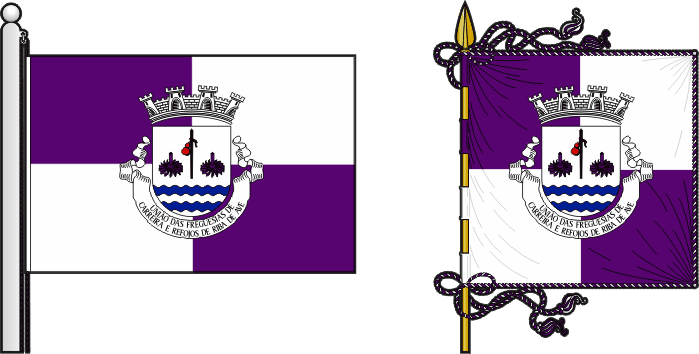Bandeira e estandarte da União das freguesias de Carreira e Refojos de Riba de Ave - Carreira and Refojos de Riba de Ave civil parishes union flag and banner