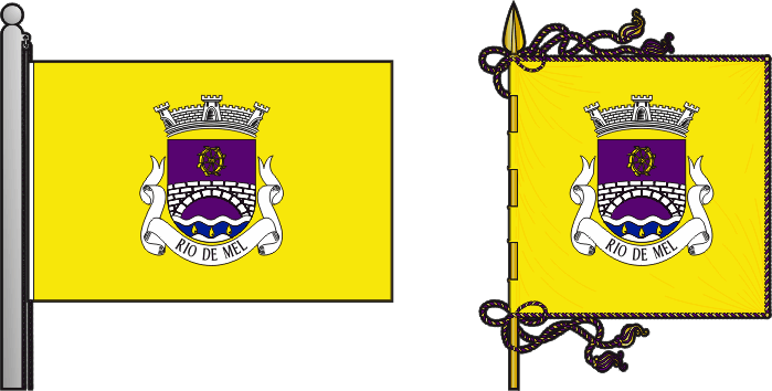 Bandeira e estandarte da freguesia de Rio de Mel - Rio de Mel civil parish, flag and banner Bandeira e estandarte da freguesia de Rio de Mel - Rio de Mel civil parish, flag and banner