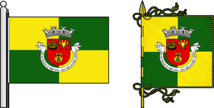 Bandeira e estandarte da União das freguesias de Torres Novas (Santa Maria, Salvador e Santiago) - Torres Novas (Santa Maria, Salvador and Santiago) civil parishes union flag and banner