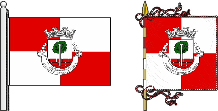 Bandeira e estandarte da União das freguesias de Campelos e Outeiro da Cabeça - Campelos and Outeiro da Cabeça civil parishes union, flag and banner