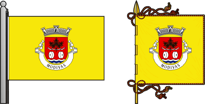 Bandeira e estandarte da freguesia de Modivas - Modivas civil parish, flag and banner Bandeira e estandarte da freguesia de Modivas - Modivas civil parish, flag and banner
