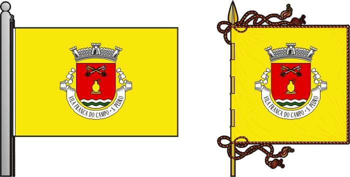 Bandeira e estandarte da freguesia de Vila Franca do Campo (São Pedro) - Vila Franca do Campo (São Pedro) civil parish, flag and banner