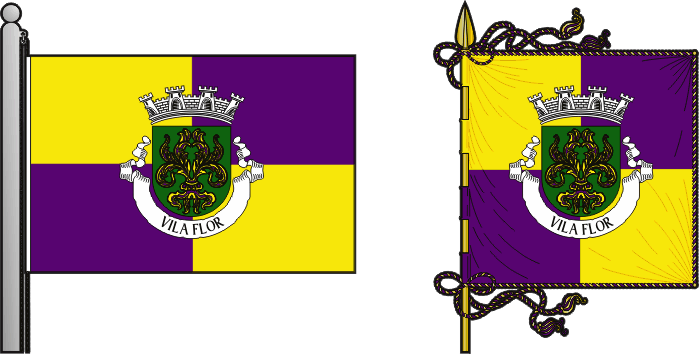 Bandeira e estandarte do Município de Vila Flor - Vila Flor municipal flag and banner Bandeira e estandarte do Município de Vila Flor - Vila Flor municipal flag and banner