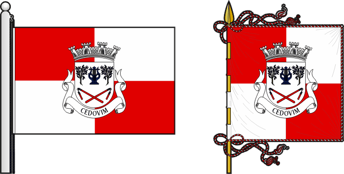 Bandeira e estandarte da freguesia de Cedovim - Cedovim civil parish, flag and banner