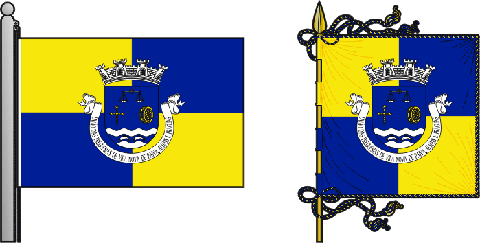 Bandeira e estandarte da União das freguesias de Vila Nova de Paiva, Alhais e Fráguas - Vila Nova de Paiva, Alhais and Fráguas civil parishes union flag and banner