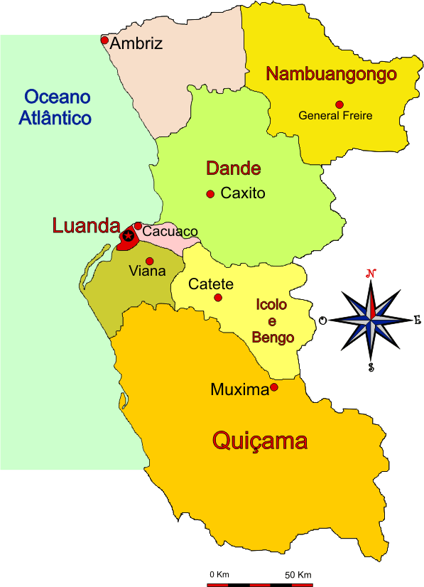 Mapa adminstrativo do distrito de Luanda em 1971 - Landa district administrative map in 1971